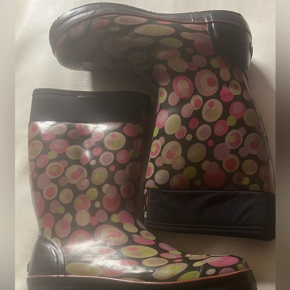 Bogs Taylor bubbles women’s size 11 multicolor polka dot water proof boots
